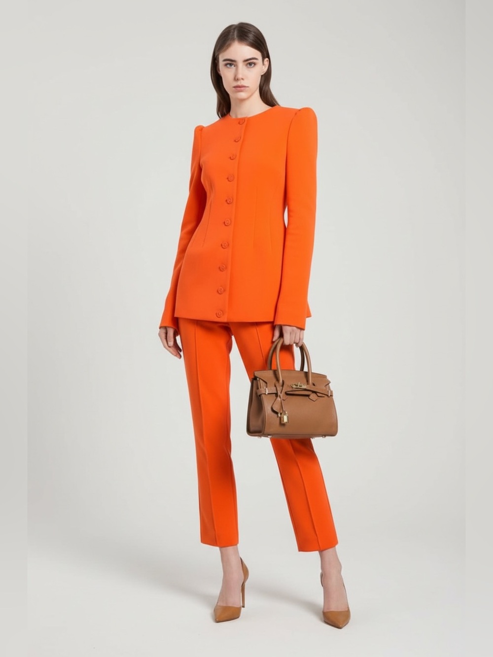 Max Mara Sportmax Stecca Collarless blazer jacket burnt orange tomato red small